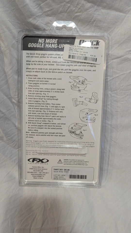 工厂 Effex 快速表带黑色 QS-45 2602-1012 摩托车头盔带 — 第 2/2 张图片