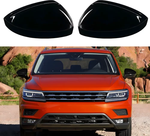 1Set Gross Black Side Mirror Cap Housing Mirror Cover For VW Tiguan 2017-2021 LR
