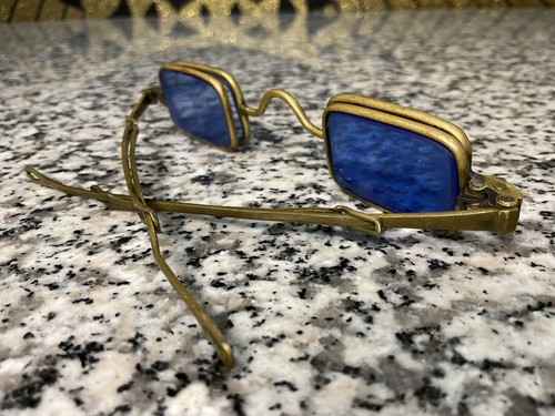 RARE Antique Schildknecht Blue Tint Spectacles Fold Out Lenses Eyeglasses & Case - Picture 12 of 18