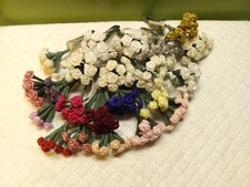 VTG Millinery Mini Ribbon Rose Bunches -200 Wire Craft Multi-Colored Flowers
