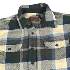 Orvis Shirt Jacket Mens Medium Plaid Button Red Flannel Shacket Heavyweight Work