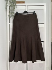 M&S Ladies Flare Midi Maxi Skirt Size 12 Faux Suede Boho Pull On Elastic Waist