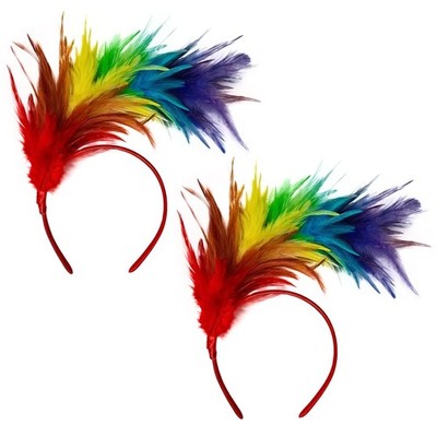 2 Piece Rainbow Feather Headband, Headband, Samba Costume, Hair Accessories, Dad...