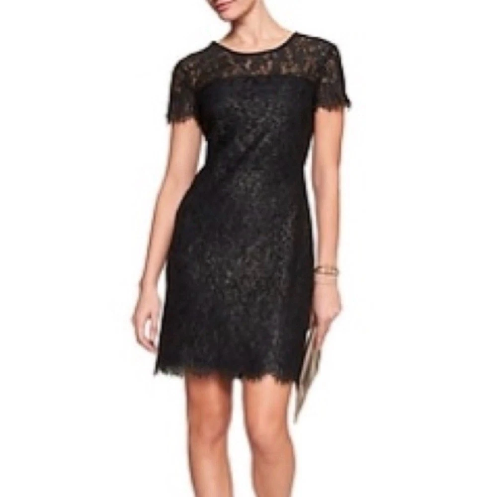 Robe Cocktail Banana Republic Dentelle Noire - Taille 8T (Tall), Coupe Sheath, Occasion