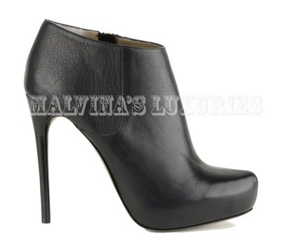 JUST CAVALLI BY ROBERTO CAVALLI ANKLE BOOTS BLACK LEATHER PLATFORM 40 10