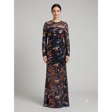 Mestiza New York Floral Sequin Lace Illusion Maxi Gown Size 12 NWT Made in USA