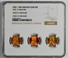 1942 P D S 1C Lincoln Wheat Cent Set NGC MS 64 RD Three Coin Lot