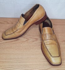 RARE VINTAGE Givenchy Monsieur Tan Leather Square Toe Penny Loafers - 12.5 US
