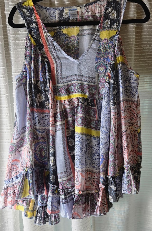 Coco Bleu Women’s Abstract Patchwork Boho Sleevel… - image 1