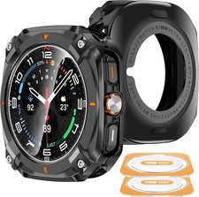 Rugged 3 in 1 Metal Case for Samsung Galaxy Watch Ultra 47mm, Bumper Glass Fil