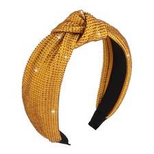 Knotted Headband Color Gold Rhinestone Non Slip Padded Fit Wedding