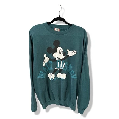 Vintage Walt Disney World Mickey Mouse Green Sweatshirt - image 1 of 3