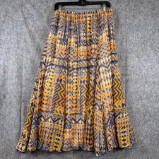 Vtg Geo Print Midi Skirt Womens 18W Traditional India Tribal Circle Art Festival