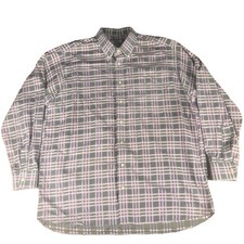Burberry Mens Pink and Gray Plaid Long Sleeve Button Down Dress Shirt Luxury XXL