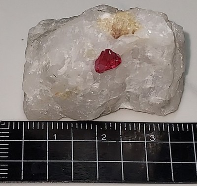 Red Pink Spinel Crystals In White Marble Graceful Mineral Display 22 Grams