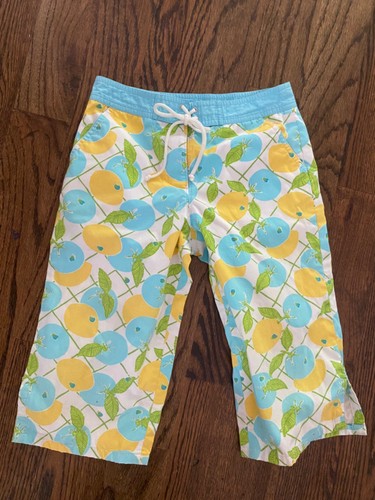 Lilly Pulitzer LEMONS & LADY BUGS Beach Cruise Crop Capri Pants Board Shorts 10