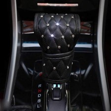 Black Leather Gear Shift Knob Cover with Bling Bling Crystal Rhinestones for ...