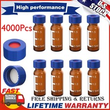 4000Pcs Amber 2ml Autosampler Vials HPLC Vial 9-425 Vial with Blue Screw Caps US