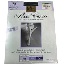 Worthington Sheer Caress Pantyhose AVERAGE Black Sheerest Control Top Reinforced