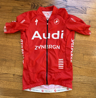 Castelli Unisex S Red Cycling Jersey Short Sleeve Full Zip Pockets Audi Logo