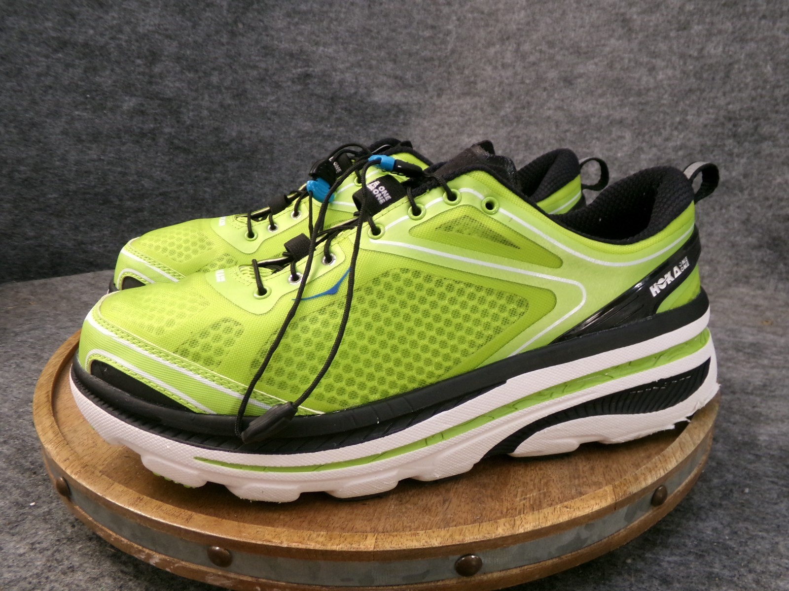 Hoka One One Bondi 3 Men's Size 11.5 US Neon Green Black Running Shoes Sneakers thumbnail 4