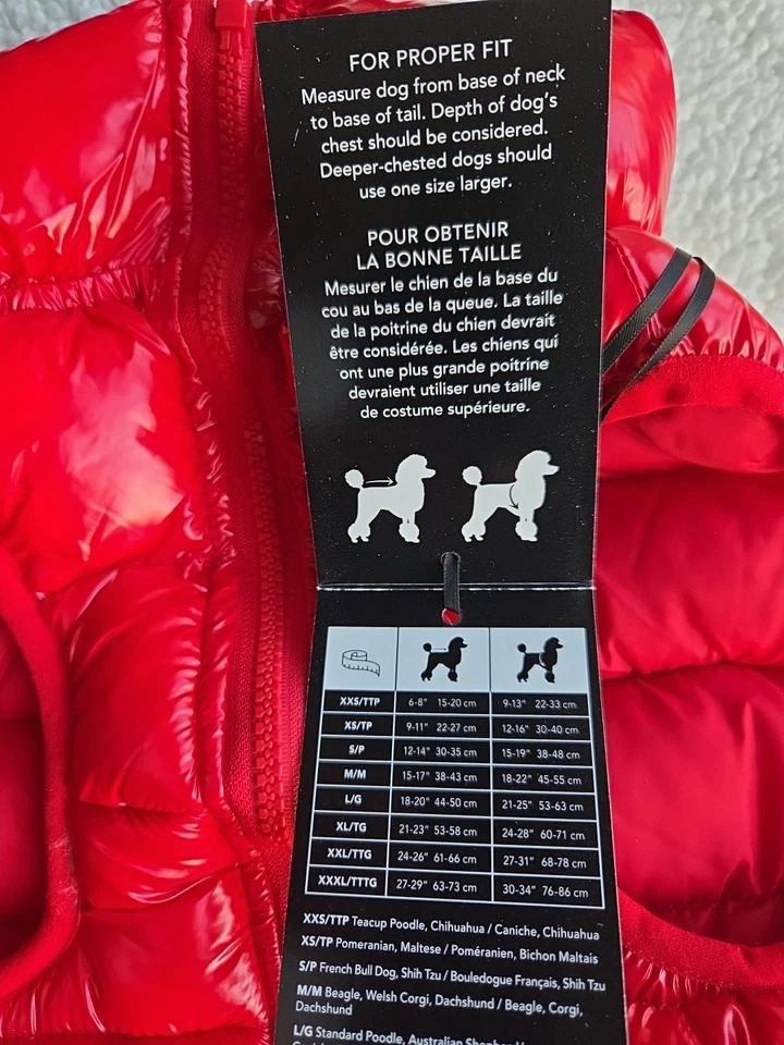 Chaqueta grande Isaac Mizrahi New York Puffer para perro rojo brillante Foto 4 de 4