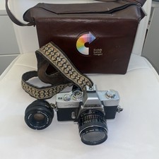 Minolta SRT 201 35mm Film SLR w/ Minolta MD 45mm f2.0 Lens Vntg Kodak Bag Works