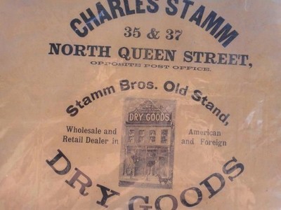 1880s? antique 14.5''x19'' CHARLES STAMM DRY GOODS BOSTON STORE SIGN lancaster pa