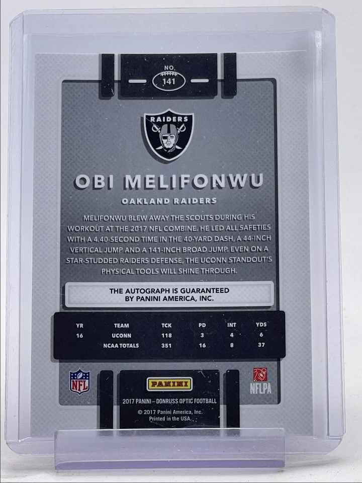 OBI MELIFONWU 2017 DONRUSS OPTIC ROOKIE AUTOGRAPH HOLO PRIZM RC AUTO Q5352 - Image 2 of 2