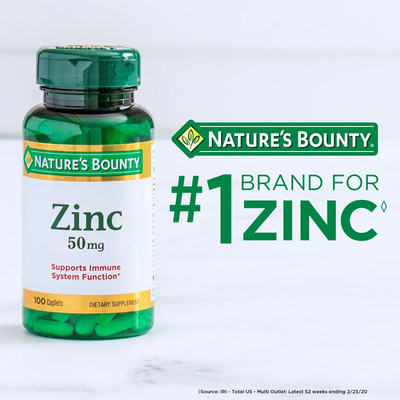 Pack of 3 Nature's Bounty Zinc 50 mg Caplets 100 ea (300 Total) Exp 09/25