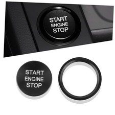 Car Push Start Button Cover Compatible with Audi,Cool Aluminum Engine Black