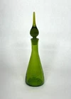 Vintage Pilgrim Glass #23 Green Crackle Glass 10" Decanter wStopper Blenko Style
