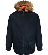 Hunter Fur Trim Hooded Parka Jacket Mens Black Size Large