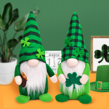 St Patricks Day Gnomes Decorations, 2pcs Gnomes Plush Lucky Green Shamrock Home