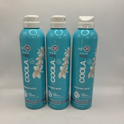 COOLA Unscented CLASSIC 8 Oz  SPRAY SUNSCREEN SPF30 New Sealed Lot Of 3
