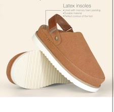 Genuine Suede Clogs for Women - Memory Foam Womens Mules with Adjustable Str Sz7