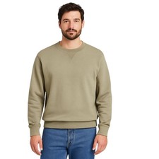 NWT Mens Cotton Crewneck Sweatshirt Relaxed Fit Sz L Khaki Green Comfy Casual