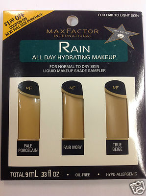 Max Factor Rain All Day Hydrating Makeup Shade Sampler FOR FAIR TO LIGHT SKIN