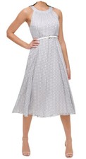 Tommy Hilfiger Polka Dot Dress 14 NWT Halter Flowy Chiffon Preppy A Line Belt