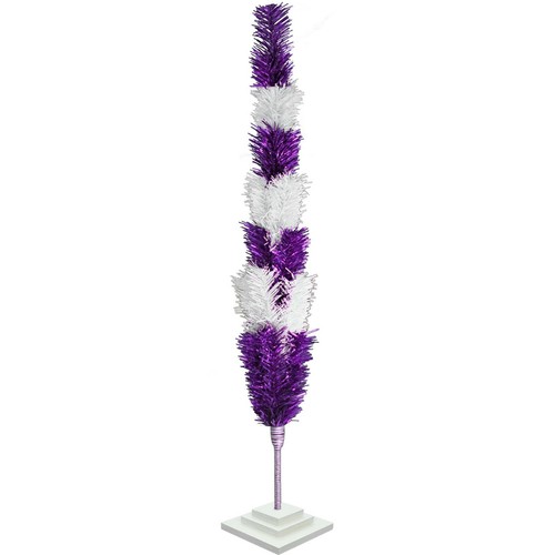 Shiny Purple and Matte White Layered Tinsel Christmas Tree Stand Included - Picture 28 of 33