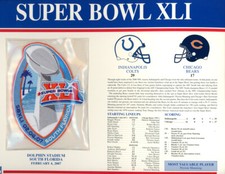 Super Bowl XLI Patch Stat Card Official Willabee Ward 35735