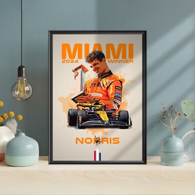 Lando Norris Miami Grand Prix Sieg 2024, McLaren, F1, Poster, Druck, Wandkunst