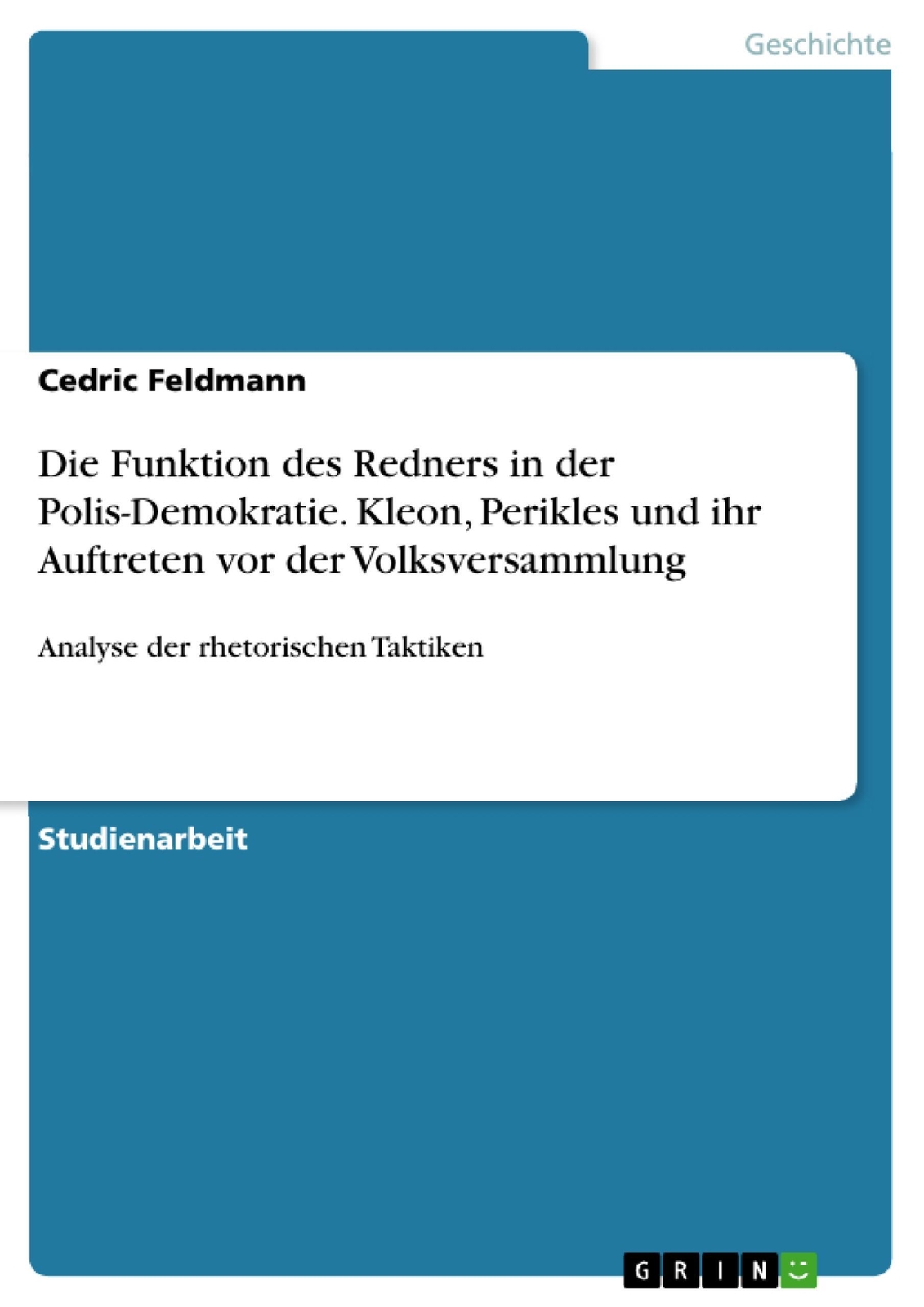 Thumbnail - Die Funktion Des Redners In Der Polis-demokratie. Kleon, Periklesund