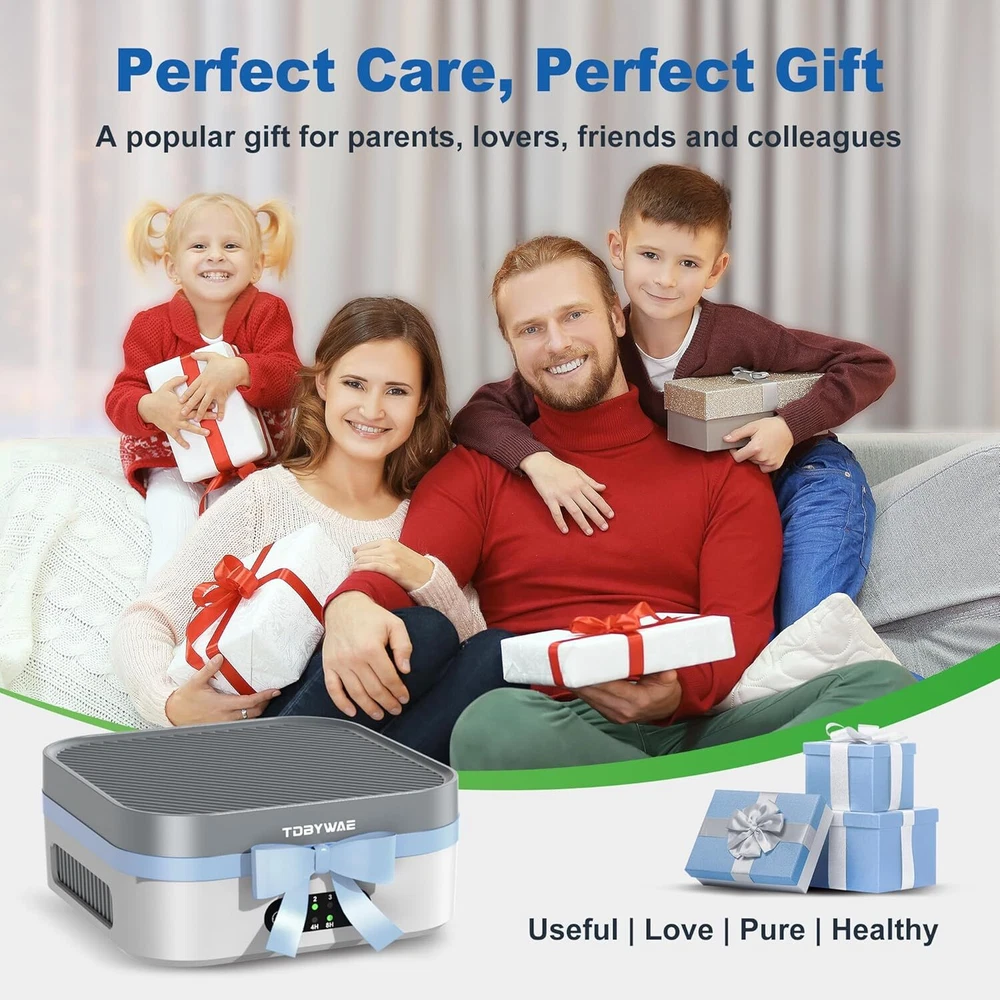 TDBYWAE Air Purifier for Home and Bedroom, Compact 1-Pack in Grey and White, Efficient Air Cleaning Solution
