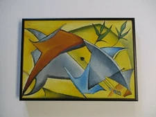 Mid Century Modern Painting Abstract Cubism Expressionism. Modernism Cubist 1960