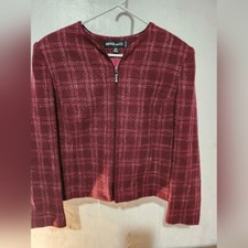 Kasper and Co Women's Tweed lined Jacket Size 12 P Zip Up Front Pockets