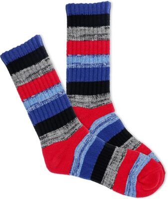 K. Bell Men's Aspen Stripe Active Boot Socks 1 Pair, Blue, Men's 10-13