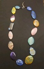 925 Sterling Silver Silpada Multicolor Polished Stone Necklace 20" 168.12g
