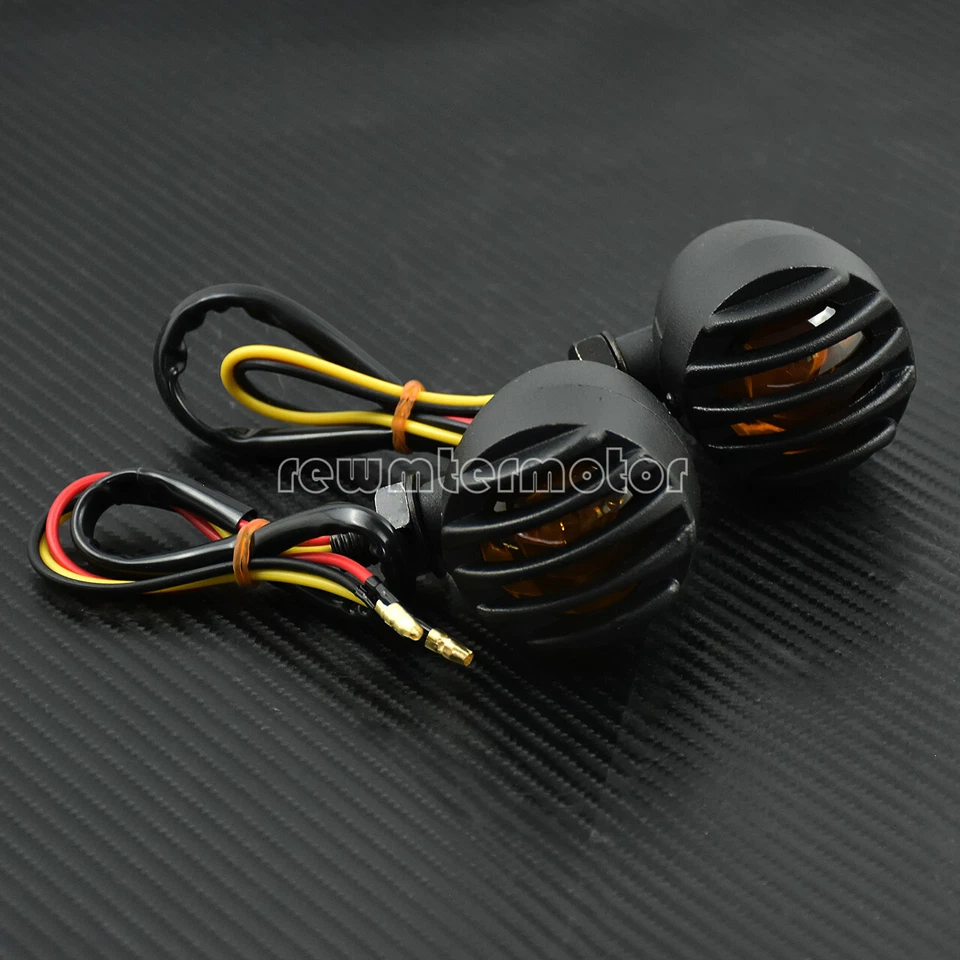 2X Lámpara indicadora de señal de giro de freno de cola de bala de parrilla ámbar apta para Harley XL883 Foto 3 de 4