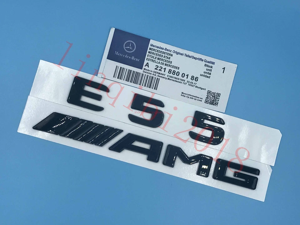Глянцевый черный «E55 + AMG» буквы багажник эмблема значок стикер для Mercedes Benz E55 - Изображение 2 из 4